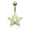 CZ Centered Filigree Star 316L Surgical Steel WildKlass Belly Button Navel Rings-WildKlass Jewelry