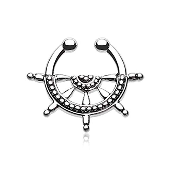 Classic Nautical Wheel WildKlass Fake Septum Clip-On Ring-WildKlass Jewelry