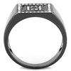 WildKlass Stainless Steel Ring IP Light Black (IP Gun) Men Top Grade Crystal Clear-WildKlass Jewelry