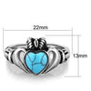 WildKlass Stainless Steel Heart Ring High Polished (no Plating) Women Synthetic Sea Blue-WildKlass Jewelry