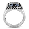 WildKlass Stainless Steel Ring High Polished Men Semi-Precious Jet-WildKlass Jewelry