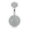 Internally Threaded Top CZ Paved Round Shields 316L Surgical Steel WildKlass Belly Button Rings-WildKlass Jewelry