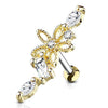 WildKlass Hollow Flower Centered CZ Vine 316L Surgical Steel Cartilage, Tragus Barbell Studs-WildKlass Jewelry