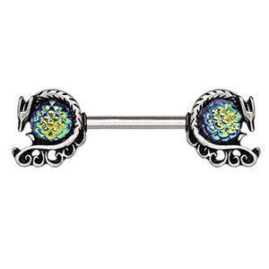 316L Stainless Steel Cabochon Dragon WildKlass Nipple Bar-WildKlass Jewelry