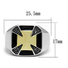 WildKlass Stainless Steel Ring Two-Tone IP Gold Men Epoxy Jet-WildKlass Jewelry