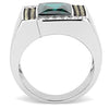 WildKlass Stainless Steel Ring Two-Tone IP Gold Men Synthetic Blue Zircon-WildKlass Jewelry