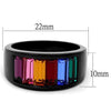 WildKlass Stainless Steel Ring IP Black Women Top Grade Crystal Multi Color-WildKlass Jewelry