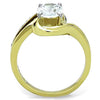 WildKlass Stainless Steel Ring Two-Tone IP Gold Women AAA Grade CZ Clear on the Center-WildKlass Jewelry