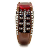 WildKlass Stainless Steel Ring IP Coffee Light Women Synthetic Garnet-WildKlass Jewelry