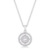 WildKlass .9Ct Timeless Rhodium Plated Double Pave Circle Dancing CZ Pendant-WildKlass Jewelry