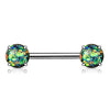 Opal Glitter Front Facing Prong Set WildKlass Nipple Barbells-WildKlass Jewelry