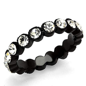 WildKlass Stainless Steel Ring IP Black Women Top Grade Crystal Clear-WildKlass Jewelry