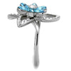 WildKlass Stainless Steel Ring High Polished (no Plating) Women Top Grade Crystal Sea Blue-WildKlass Jewelry