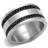 WildKlass Stainless Steel Ring High Polished Men Epoxy Jet-WildKlass Jewelry