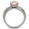 WildKlass Stainless Steel Ring High Polished Women AAA Grade CZ Champagne-WildKlass Jewelry