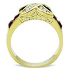 WildKlass Stainless Steel Anniversary Ring IP Gold Women Top Grade Crystal Siam-WildKlass Jewelry
