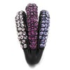 WildKlass Stainless Steel Ring IP Black Women Top Grade Crystal Multi Color-WildKlass Jewelry