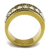WildKlass Stainless Steel Ring IP GoldMen Top Grade Crystal Clear-WildKlass Jewelry