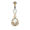 Opal Glitter Center Vintage Filigree Dangle Surgical Steel WildKlass Belly Button Navel Rings-WildKlass Jewelry