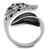 WildKlass Stainless Steel Ring High Polished (no Plating) Women Top Grade Crystal Jet Leaf-WildKlass Jewelry