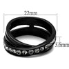 WildKlass Stainless Steel Ring IP Women Top Grade Crystal Black Diamond-WildKlass Jewelry