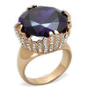 WildKlass Stainless Steel Ring IP Rose Gold Women AAA Grade CZ Amethyst-WildKlass Jewelry