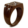 WildKlass Stainless Steel Ring IP Coffee Light Men Top Grade Crystal Clear-WildKlass Jewelry
