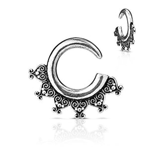 Tribal Antique Silver Plated Ear Spiral WildKlass Taper-WildKlass Jewelry
