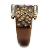 WildKlass Stainless Steel Ring Two Tone IP Light Brown (IP Light Coffee) Women Top Grade Crystal Citrine Yellow-WildKlass Jewelry