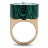 WildKlass Stainless Steel Ring IP Rose Gold Women Synthetic Emerald-WildKlass Jewelry