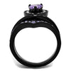 WildKlass Stainless Steel Ring IP Black Women AAA Grade CZ Amethyst-WildKlass Jewelry