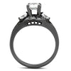 WildKlass Stainless Steel Ring IP Light Black (IP Gun) Women AAA Grade CZ Clear-WildKlass Jewelry