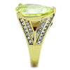 WildKlass Stainless Steel Ring IP Gold Women AAA Grade CZ Apple Green Color-WildKlass Jewelry