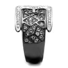 WildKlass Stainless Steel Ring Two-Tone IP Black Women Top Grade Crystal Black Diamond-WildKlass Jewelry