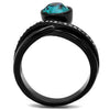WildKlass Stainless Steel Ring IP Women Top Grade Crystal Blue Zircon-WildKlass Jewelry