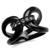 WildKlass Stainless Steel Ring IP Black Women Top Grade Crystal Black Diamond-WildKlass Jewelry