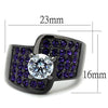 WildKlass Stainless Steel Ring IP Light Black (IP Gun) Women AAA Grade CZ Light Amethyst-WildKlass Jewelry