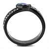 WildKlass Stainless Steel Ring IP Light Black (IP Gun) Women AAA Grade CZ Sea Blue-WildKlass Jewelry