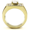 WildKlass Stainless Steel Ring IP GoldMen AAA Grade CZ Clear-WildKlass Jewelry