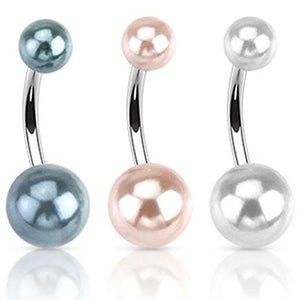 Imitation Pearl WildKlass Navel Ring (Sold by Piece)-WildKlass Jewelry