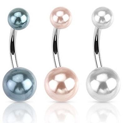 Imitation Pearl WildKlass Navel Ring (Sold by Piece)-WildKlass Jewelry