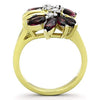 WildKlass Stainless Steel Ring Two-Tone IP Gold Women Synthetic Amethyst-WildKlass Jewelry