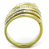WildKlass Stainless Steel Ring Two-Tone IP Gold Women Top Grade Crystal Clear-WildKlass Jewelry