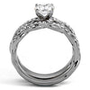 WildKlass Stainless Steel Ring High Polished Women AAA Grade CZ Clear-WildKlass Jewelry