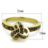 WildKlass Stainless Steel Ring IP Gold Women Top Grade Crystal Smoked Quartz-WildKlass Jewelry