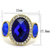 WildKlass Stainless Steel Ring IP Gold Women Synthetic Sapphire-WildKlass Jewelry