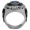 WildKlass Stainless Steel Ring High Polished Men Synthetic Sapphire-WildKlass Jewelry