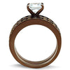 WildKlass Stainless Steel Ring IP Coffee Light Women AAA Grade CZ Clear-WildKlass Jewelry