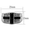 WildKlass Stainless Steel Ring High Polished Men Semi-Precious Jet-WildKlass Jewelry