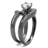 WildKlass Stainless Steel Ring IP Light Black (IP Gun) Women AAA Grade CZ Clear-WildKlass Jewelry